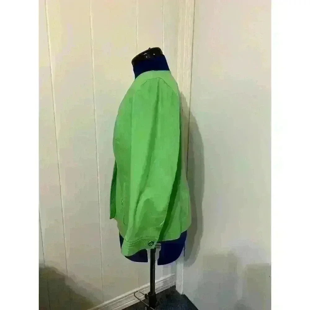 Talbots Lime Green Cotton One Button Women's Blazer Size 16 Career - Picture 2 of 9